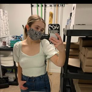 american eagle cotton puff sleeve top